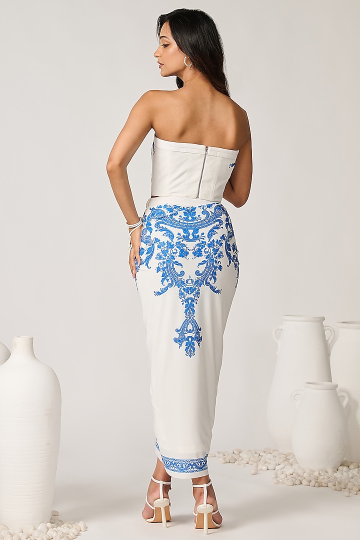 Off-White Poly Jersey Applique Work Corset Top by S&N by Shantnu Nikhil at Pernia's Pop Up Shop