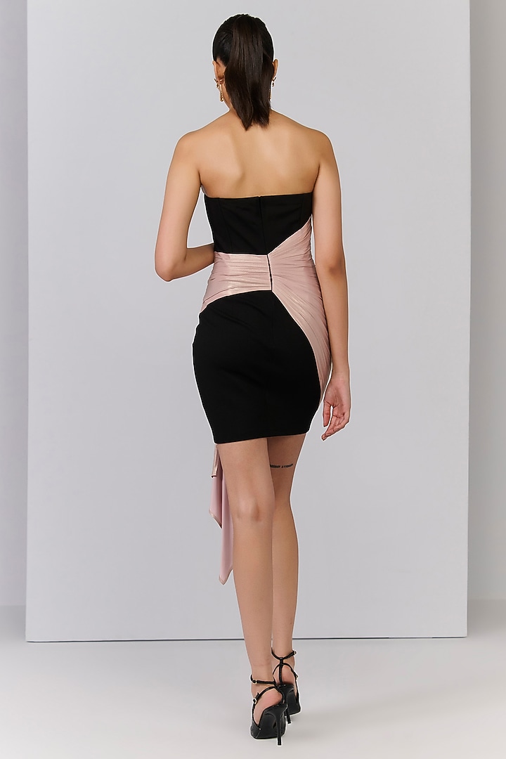 Black Poly Jersey Draped Mini Cocktail Dress by S&N by Shantnu Nikhil at Pernia's Pop Up Shop