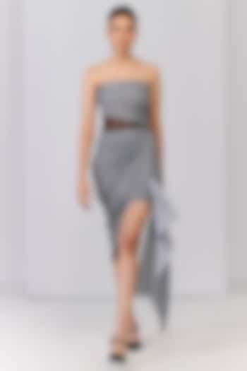 Black Poly Jersey Checkered Mini Vacation Dress by S&N by Shantnu Nikhil at Pernia's Pop Up Shop