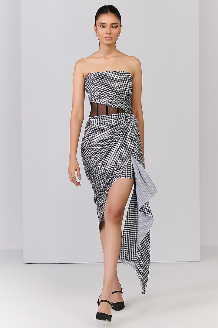 Black Poly Jersey Checkered Mini Vacation Dress by S&N by Shantnu Nikhil at Pernia's Pop Up Shop