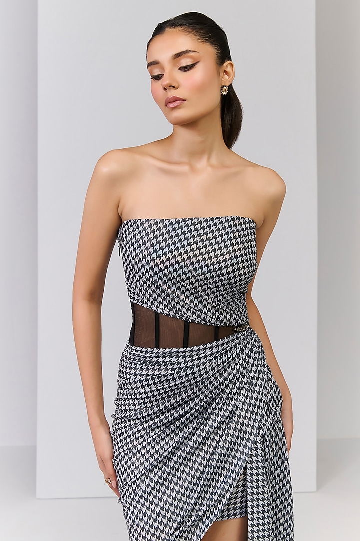 Black Poly Jersey Checkered Mini Vacation Dress by S&N by Shantnu Nikhil at Pernia's Pop Up Shop
