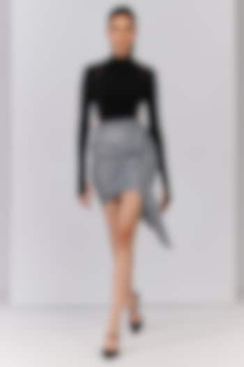 Black Poly Jersey Halter-Neck Crop Bodysuit by S&N by Shantnu Nikhil at Pernia's Pop Up Shop