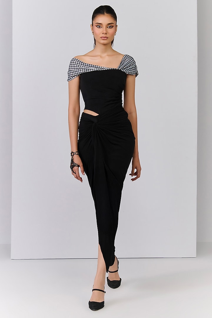 Black Poly Jersey Corset Top by S&N by Shantnu Nikhil at Pernia's Pop Up Shop