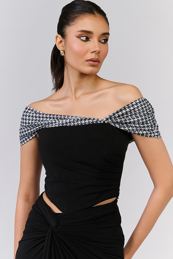 Black Poly Jersey Corset Top by S&N by Shantnu Nikhil at Pernia's Pop Up Shop