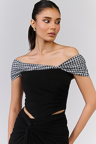 Black Poly Jersey Corset Top by S&N by Shantnu Nikhil