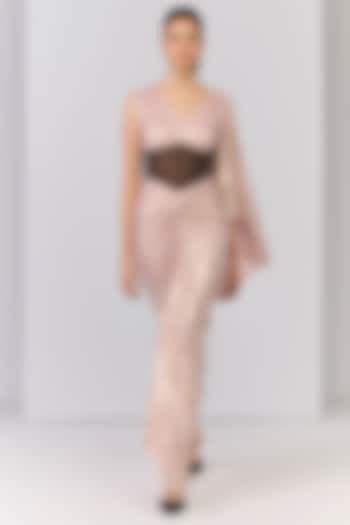 Pink Poly Jersey Structured Engagement Gown by S&N by Shantnu Nikhil at Pernia's Pop Up Shop