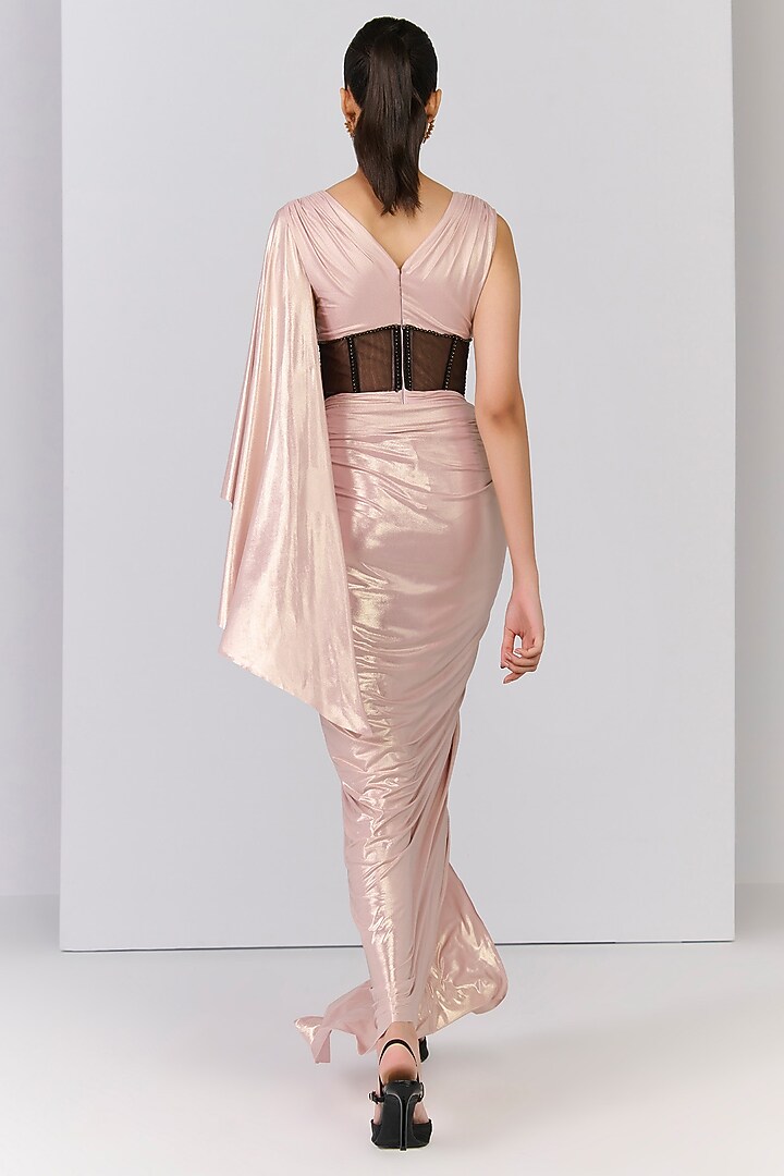 Pink Poly Jersey Structured Engagement Gown by S&N by Shantnu Nikhil at Pernia's Pop Up Shop