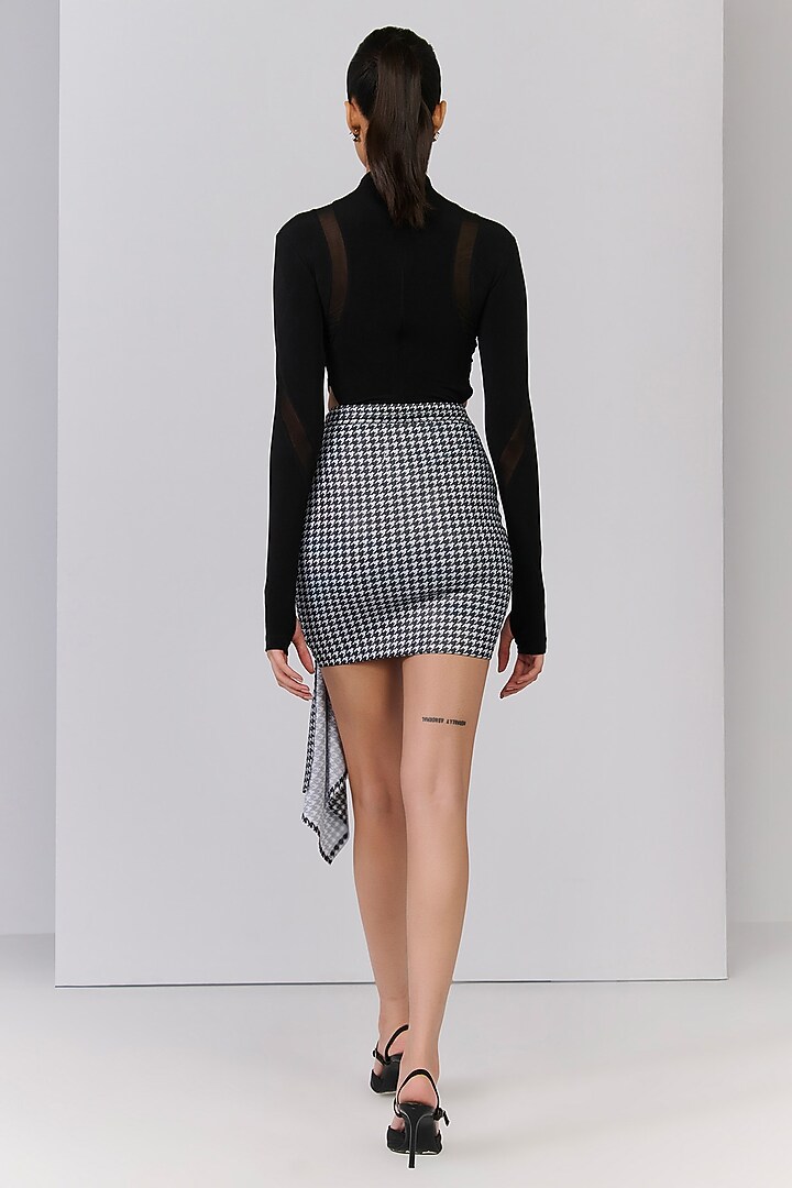 Black Poly Jersey Checkered Mini Draped Skirt by S&N by Shantnu Nikhil at Pernia's Pop Up Shop