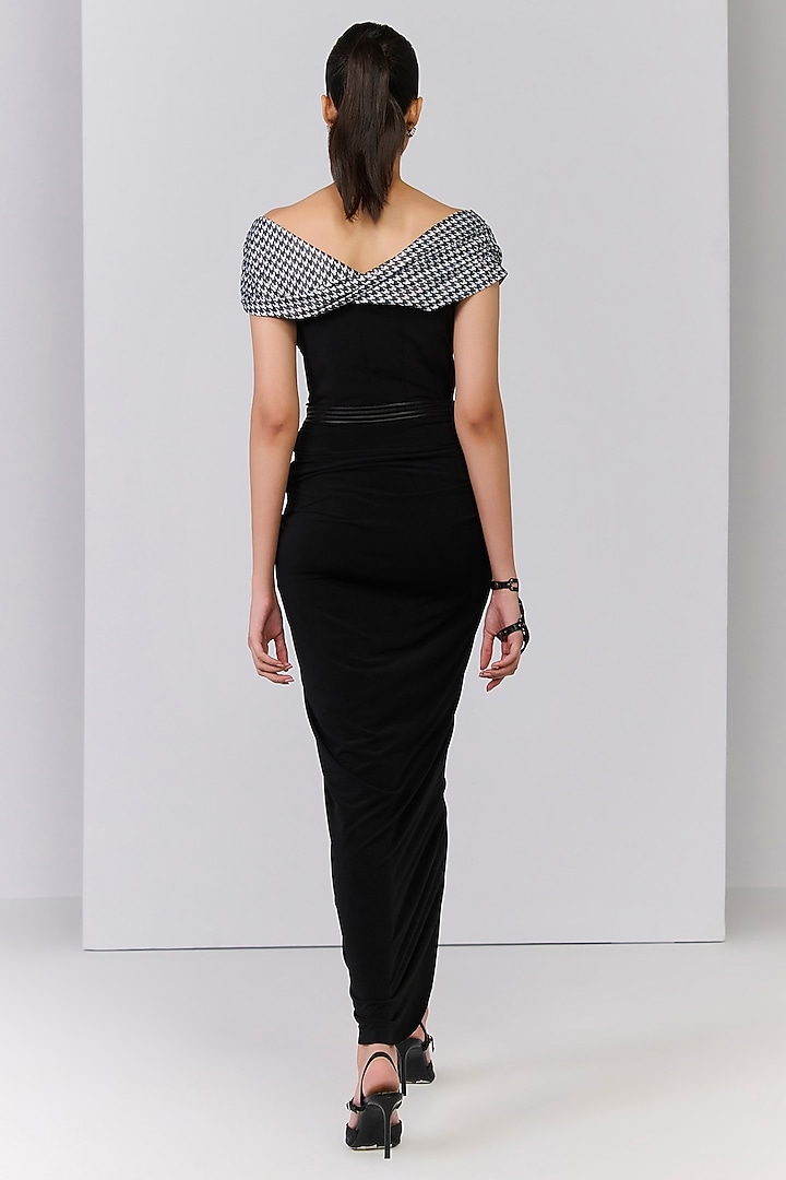 Black Poly Jersey Draped Skirt by S&N by Shantnu Nikhil at Pernia's Pop Up Shop