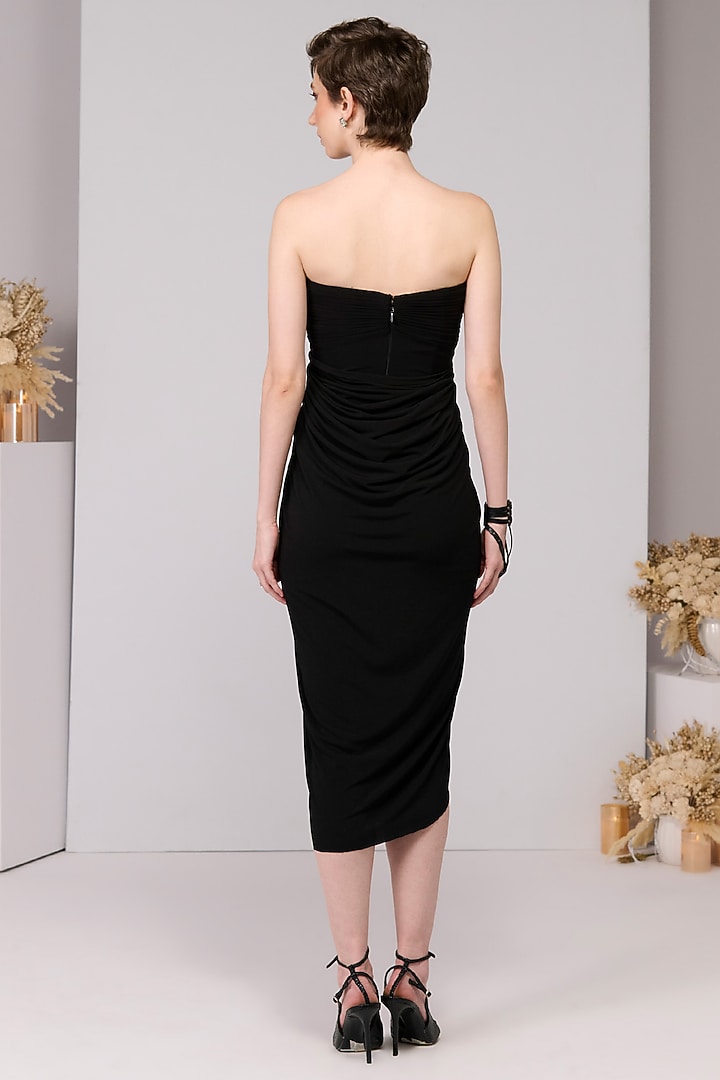 Black Poly Jersey Embroidered Off-Shoulder Cocktail Dress by S&N by Shantnu Nikhil at Pernia's Pop Up Shop