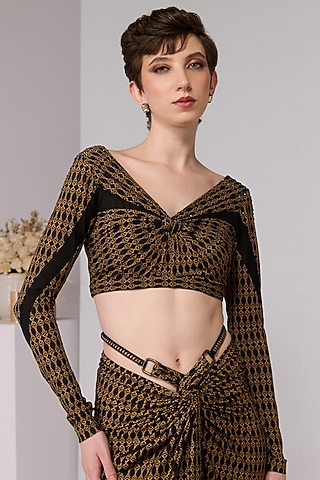 Black Poly Jersey Draped Top by S&N by Shantnu Nikhil