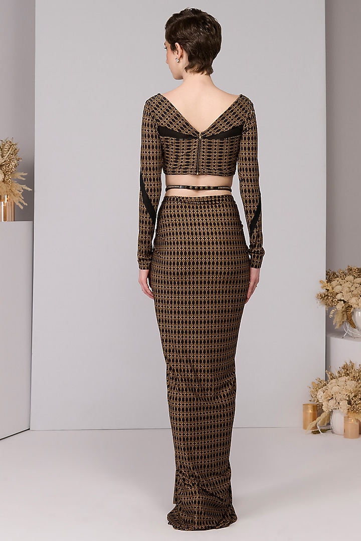 Black Poly Jersey Draped Top by S&N by Shantnu Nikhil at Pernia's Pop Up Shop