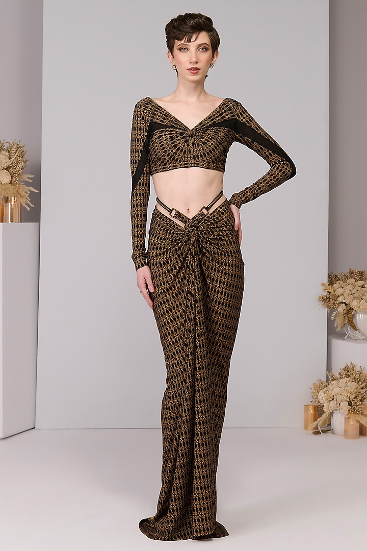 Black Poly Jersey Draped Top by S&N by Shantnu Nikhil at Pernia's Pop Up Shop