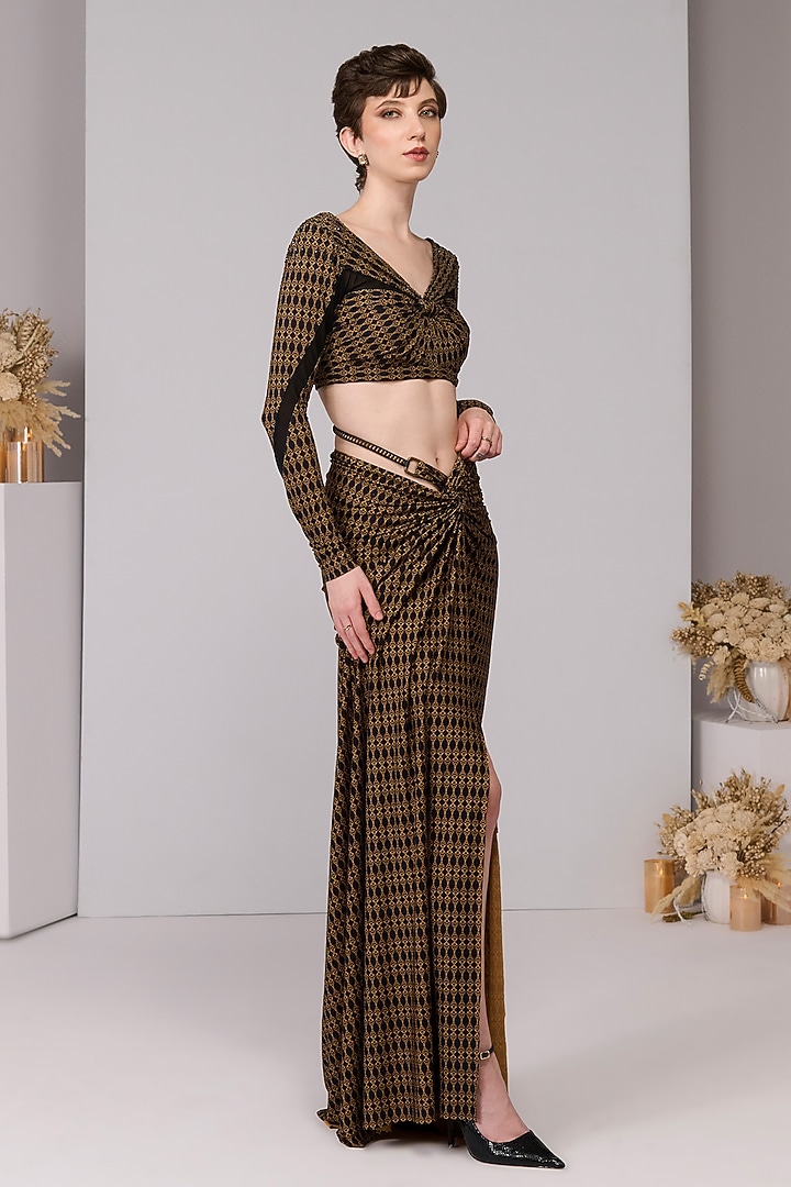 Black Poly Jersey Draped Top by S&N by Shantnu Nikhil at Pernia's Pop Up Shop