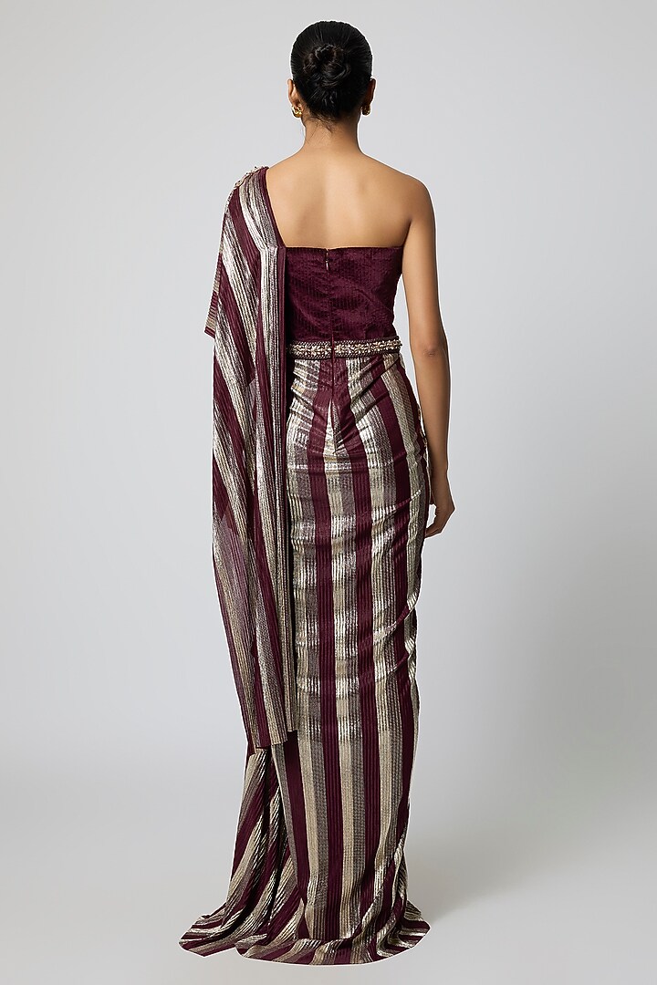 Cherry Red Foil Jersey Draped Engagement Gown by S&N by Shantnu Nikhil at Pernia's Pop Up Shop