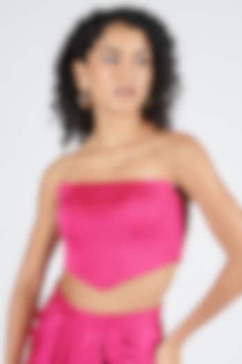 Pink Nirvana Crepe Pleated Corset Top by S&N by Shantnu Nikhil