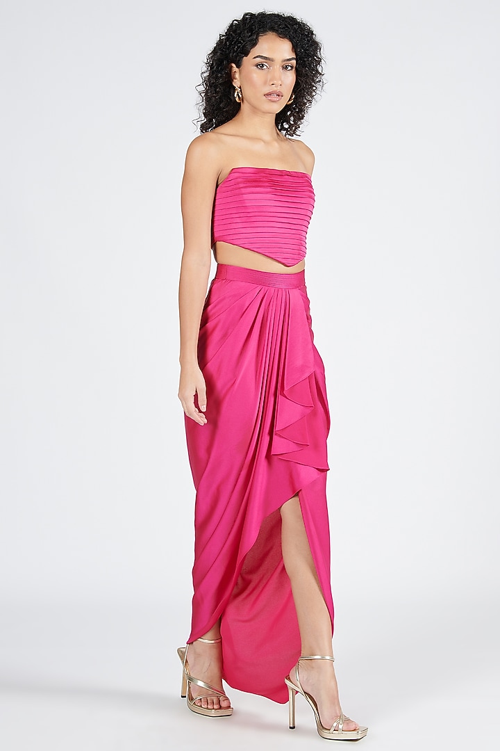 Pink Nirvana Crepe Pleated Corset Top by S&N by Shantnu Nikhil at Pernia's Pop Up Shop