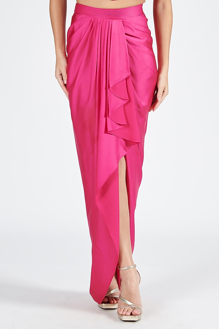 Pink Nirvana Crepe Draped Skirt by S&N by Shantnu Nikhil at Pernia's Pop Up Shop