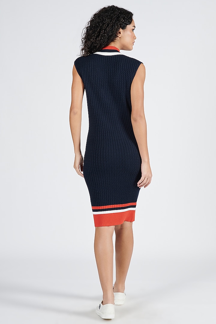 Navy Blue Viscose & Nylon Knit Summer Dress by S&N by Shantnu Nikhil at Pernia's Pop Up Shop
