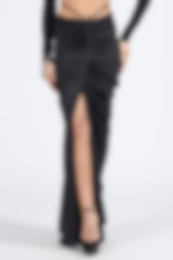 Black Panther Crepe Jersey Twisted Drape Skirt by S&N by Shantnu Nikhil at Pernia's Pop Up Shop