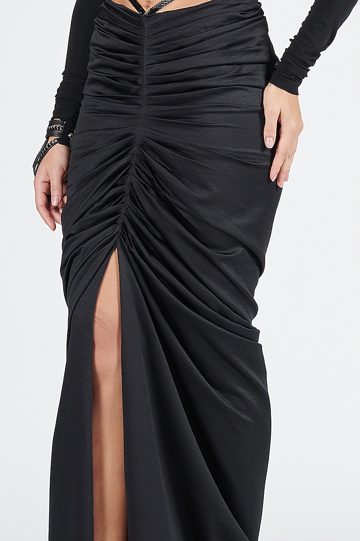 Black Panther Crepe Jersey Twisted Drape Skirt by S&N by Shantnu Nikhil at Pernia's Pop Up Shop