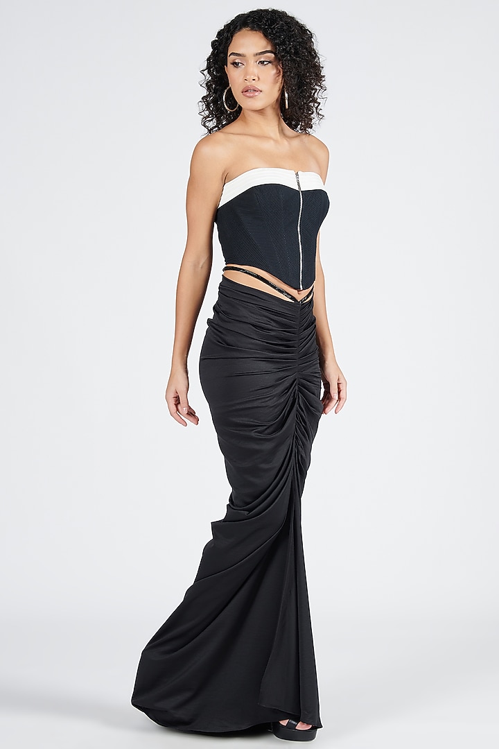 Black Panther Crepe Jersey Twisted Drape Skirt by S&N by Shantnu Nikhil at Pernia's Pop Up Shop
