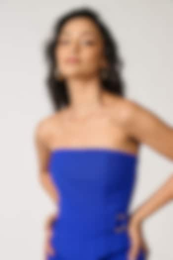 Cobalt Blue Moss Crepe Corset by S&N by Shantnu Nikhil at Pernia's Pop Up Shop