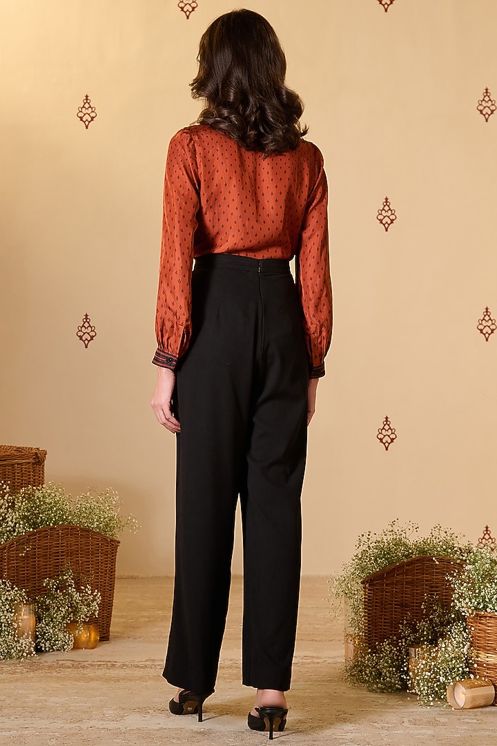 Rust Silk Printed & Embellished Top by S&N by Shantnu Nikhil at Pernia's Pop Up Shop
