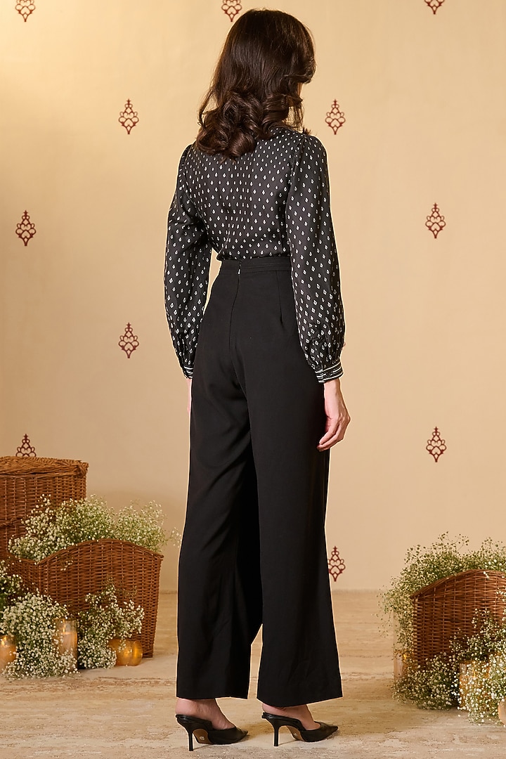 Black Silk Printed & Embellished Top by S&N by Shantnu Nikhil at Pernia's Pop Up Shop