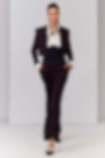 Navy Blue Poly Blend Viscose Lycra Embroidered Crop Jacket by S&N by Shantnu Nikhil at Pernia's Pop Up Shop