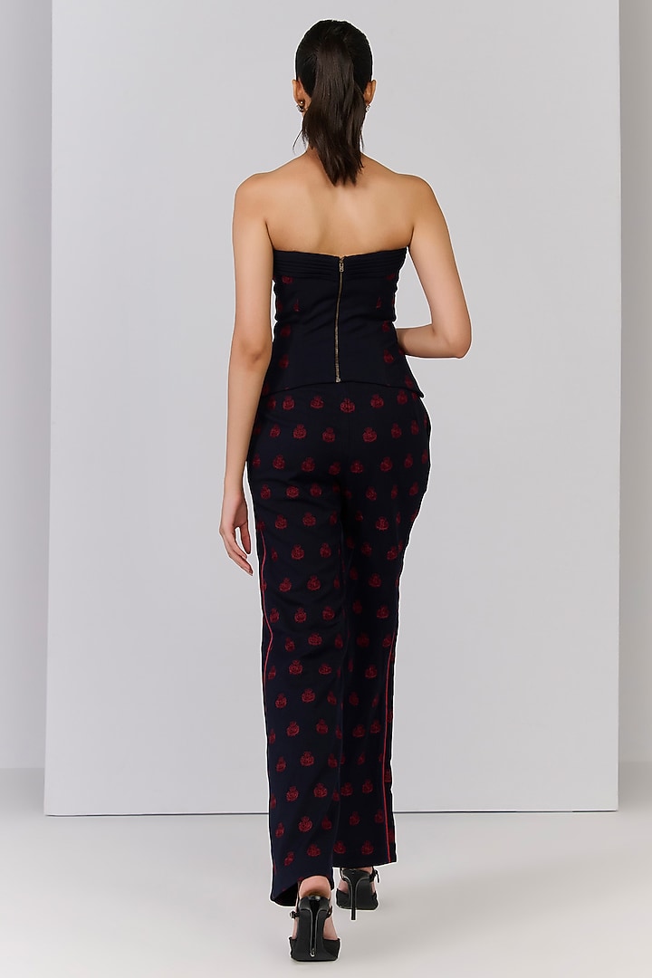 Navy Blue Poly Blend Viscose Lycra Embroidered Corset Top by S&N by Shantnu Nikhil at Pernia's Pop Up Shop