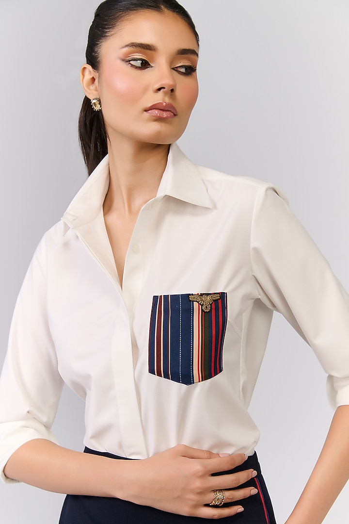 Off-White Terylene Shirt by S&N by Shantnu Nikhil at Pernia's Pop Up Shop