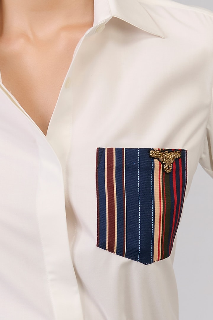 Off-White Terylene Shirt by S&N by Shantnu Nikhil at Pernia's Pop Up Shop