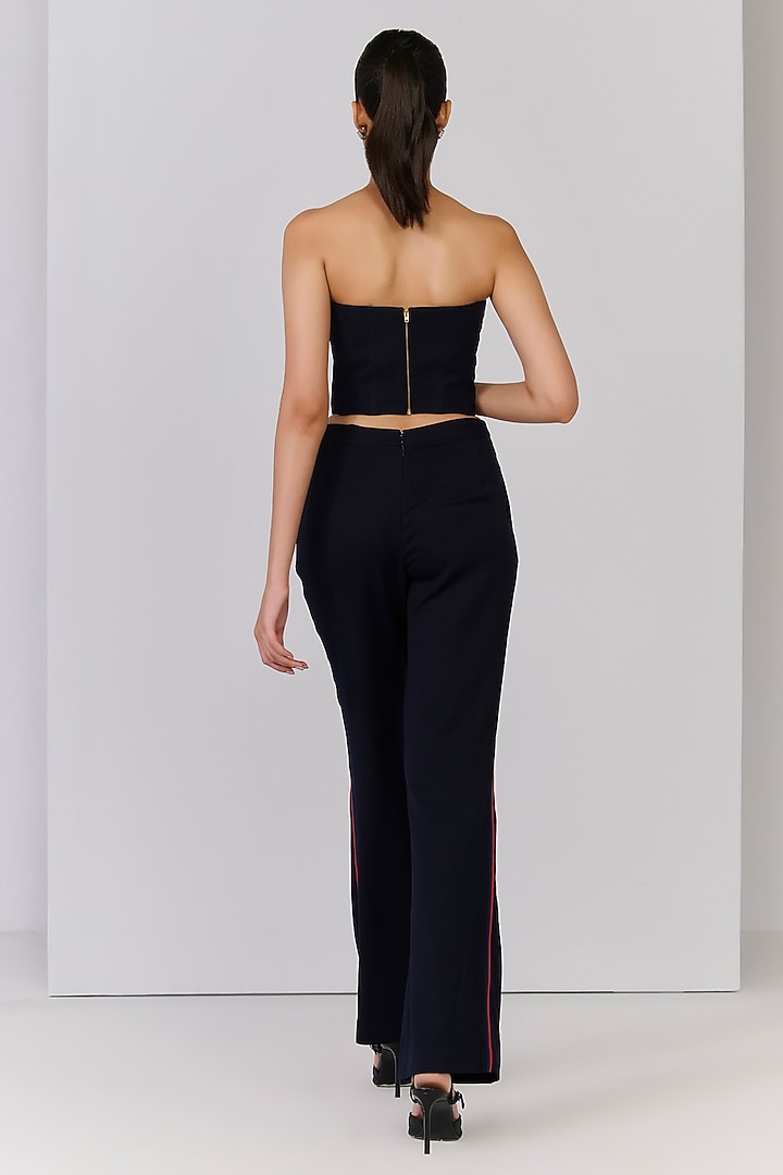Navy Blue Poly Blend Viscose Lycra Embroidered Corset Top by S&N by Shantnu Nikhil at Pernia's Pop Up Shop