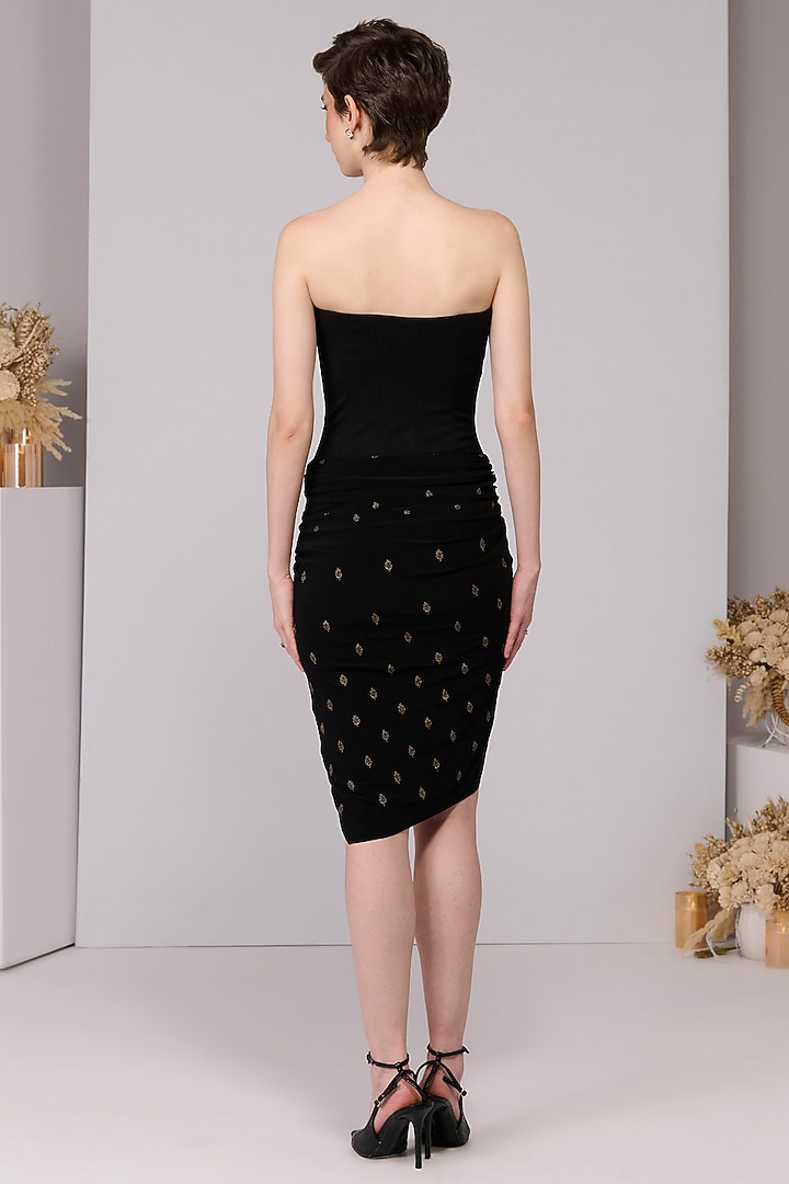 Black Poly Jersey Draped Corset Dress by S&N by Shantnu Nikhil at Pernia's Pop Up Shop