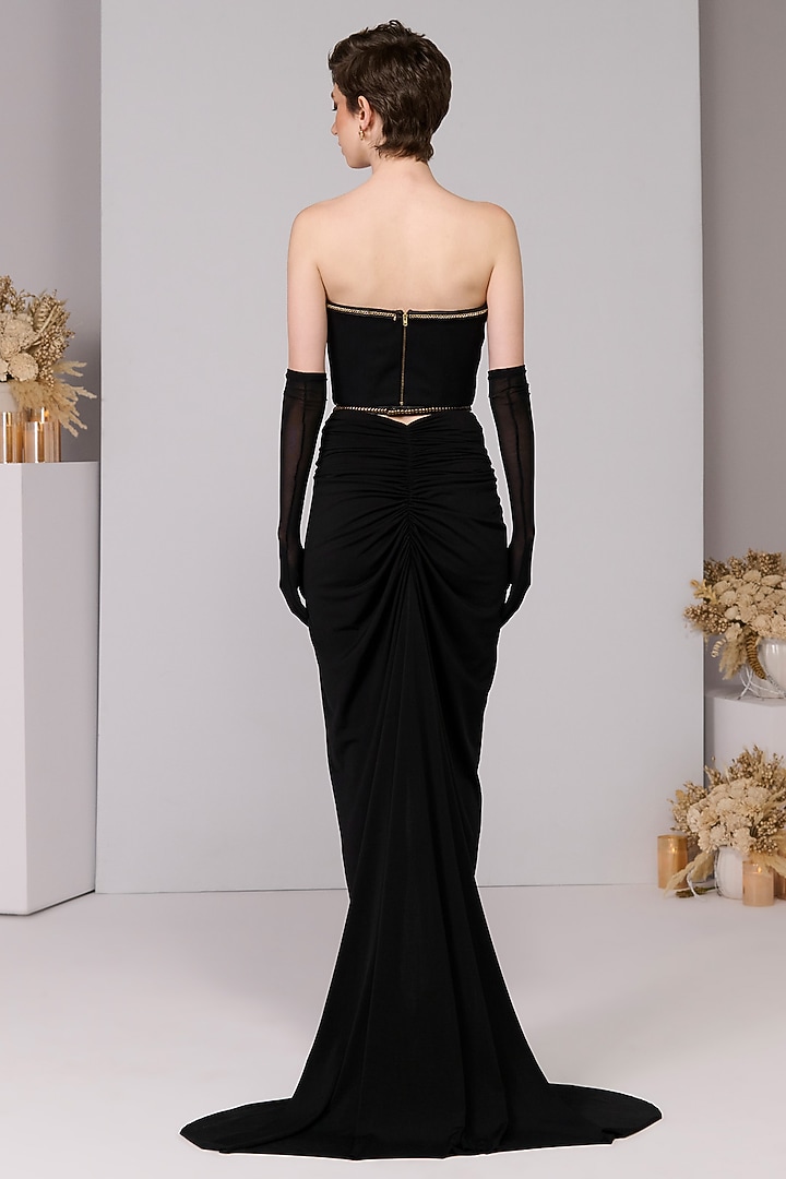 Gold Poly Jersey Corset Top by S&N by Shantnu Nikhil at Pernia's Pop Up Shop