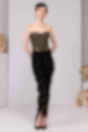 Black Poly Jersey Embroidered & Printed Engagement Gown by S&N by Shantnu Nikhil at Pernia's Pop Up Shop