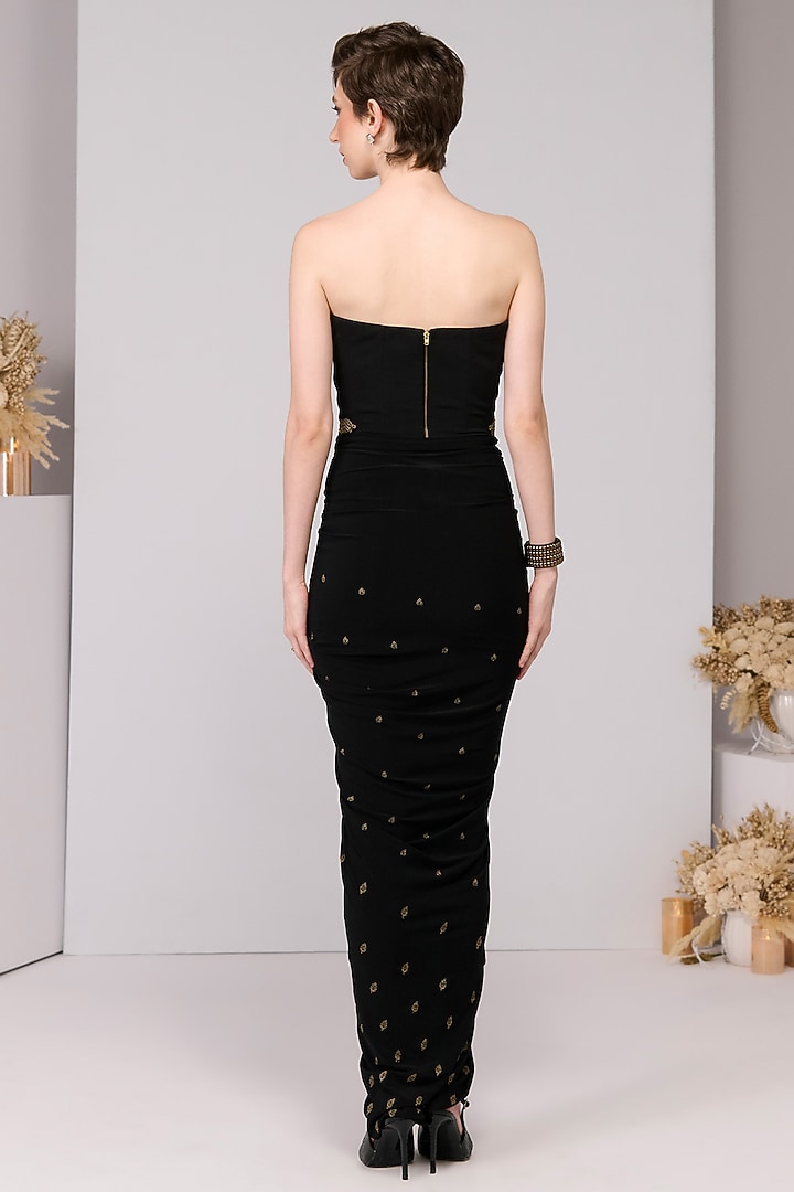 Black Poly Jersey Embroidered & Printed Engagement Gown by S&N by Shantnu Nikhil at Pernia's Pop Up Shop