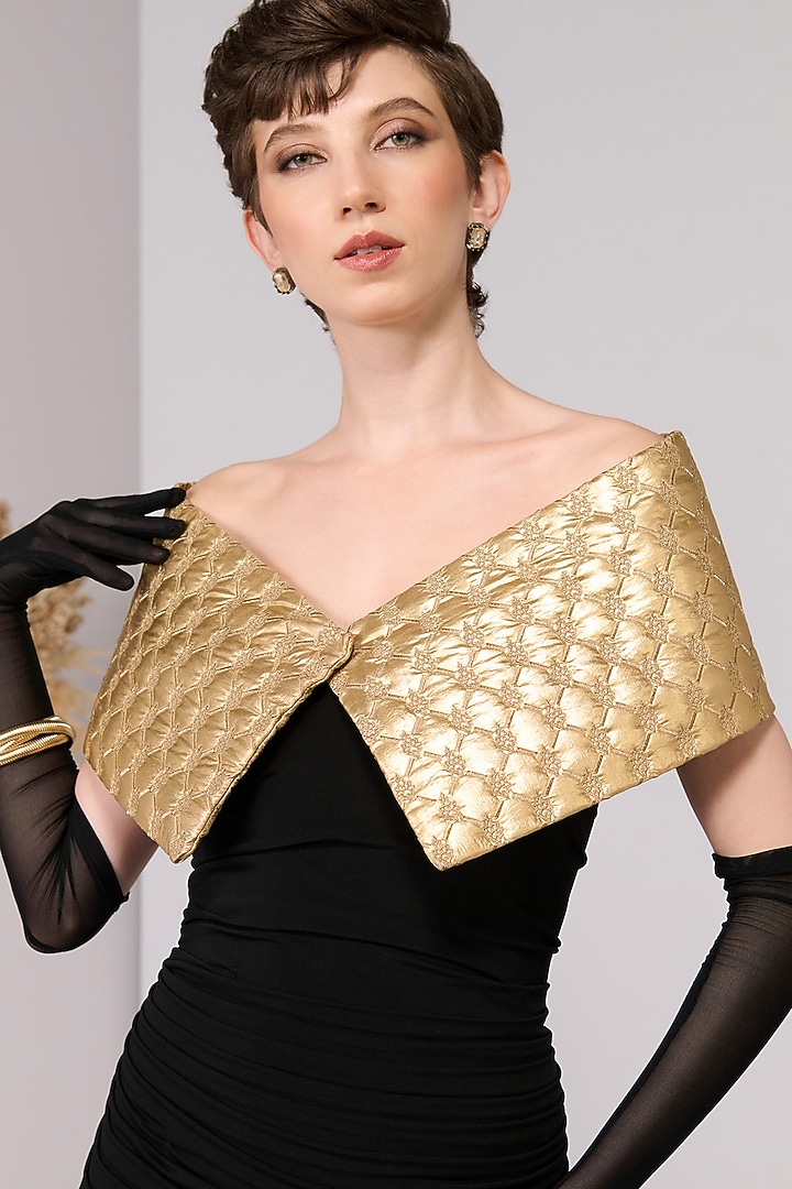Black Poly Jersey Quilted Engagement Gown by S&N by Shantnu Nikhil at Pernia's Pop Up Shop