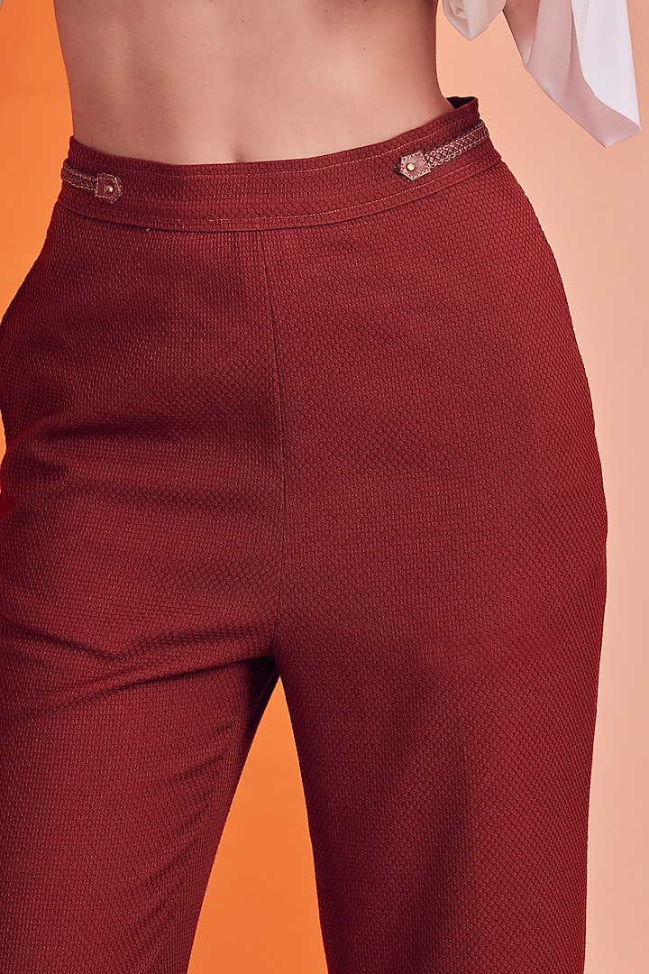 Rust Poly Jersey Flared Trousers by S&N by Shantnu Nikhil at Pernia's Pop Up Shop