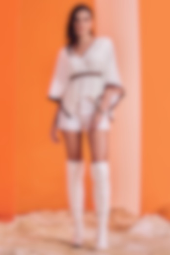 Off-White Poly Blend Cape Top by S&N by Shantnu Nikhil at Pernia's Pop Up Shop