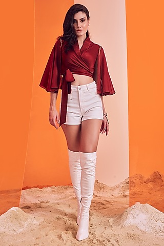 Rust Poly Jersey Top by S&N by Shantnu Nikhil