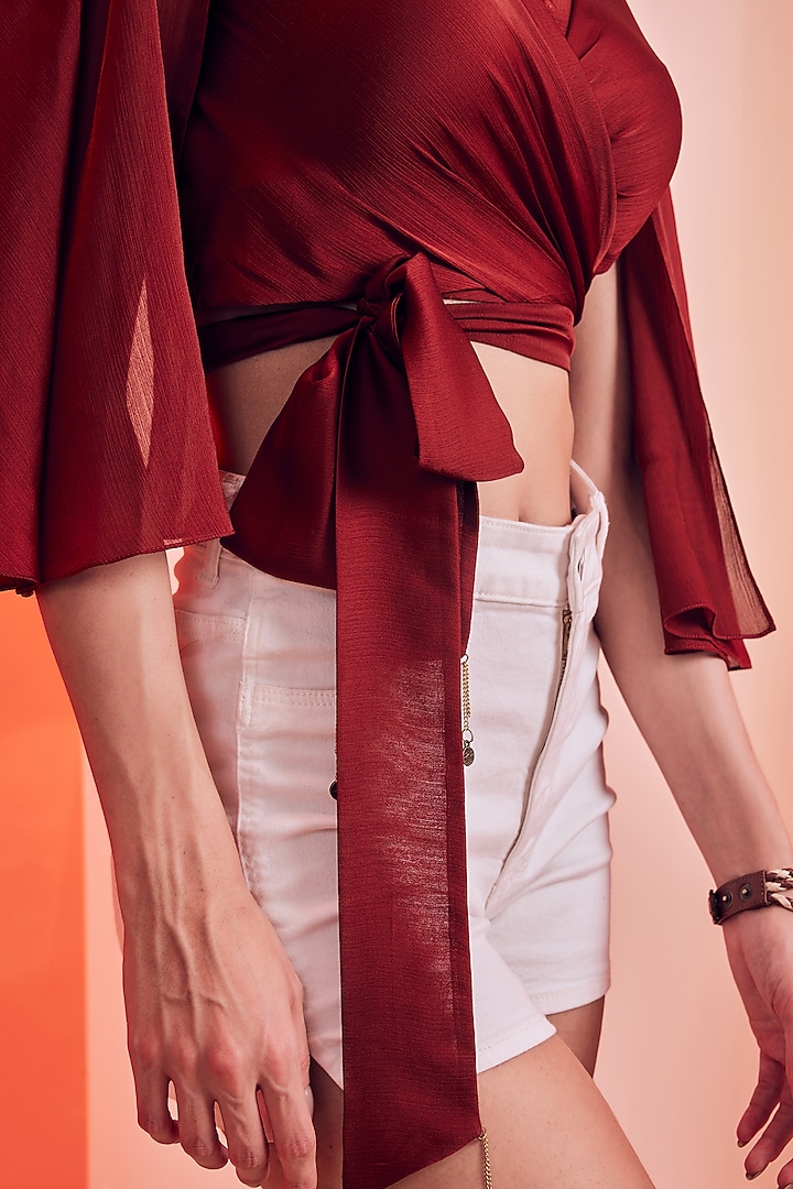 Rust Poly Jersey Top by S&N by Shantnu Nikhil at Pernia's Pop Up Shop
