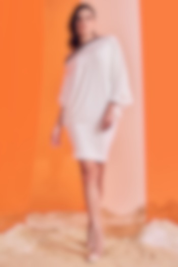 Off-White Poly Blend Asymmetric Vacation Dress by S&N by Shantnu Nikhil at Pernia's Pop Up Shop