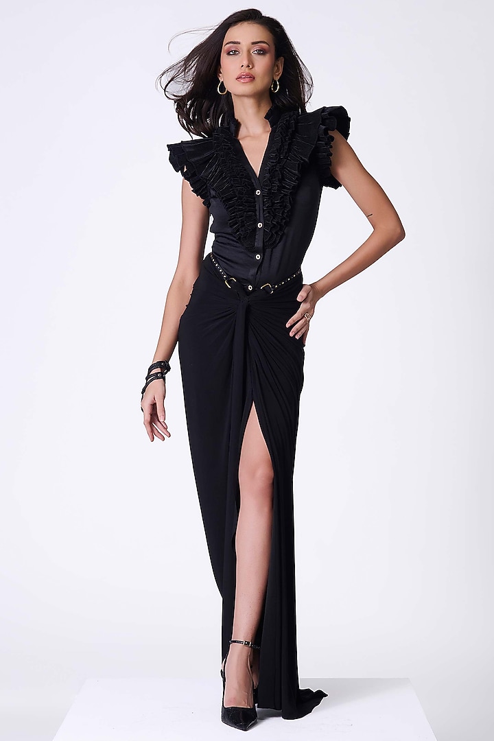 Black Panther Crepe Shirt by S&N by Shantnu Nikhil at Pernia's Pop Up Shop