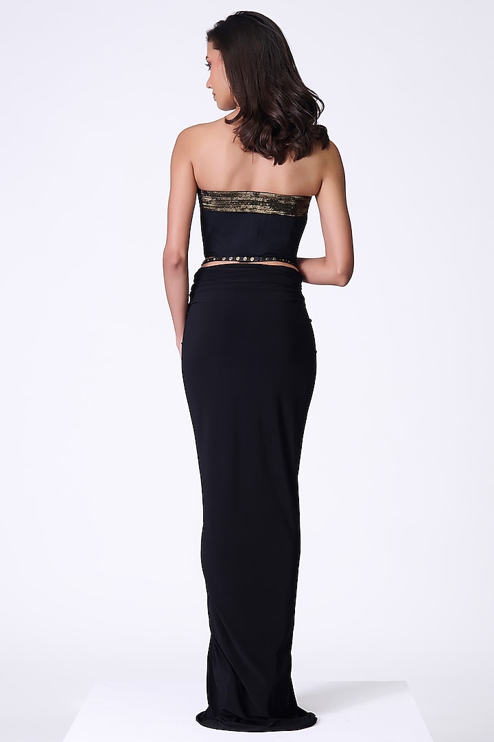 Black Cotton & Poly Blend Corset Top by S&N by Shantnu Nikhil at Pernia's Pop Up Shop