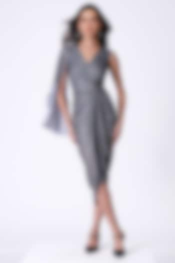 Grey Lurex Printed & Embroidered Dress by S&N by Shantnu Nikhil at Pernia's Pop Up Shop