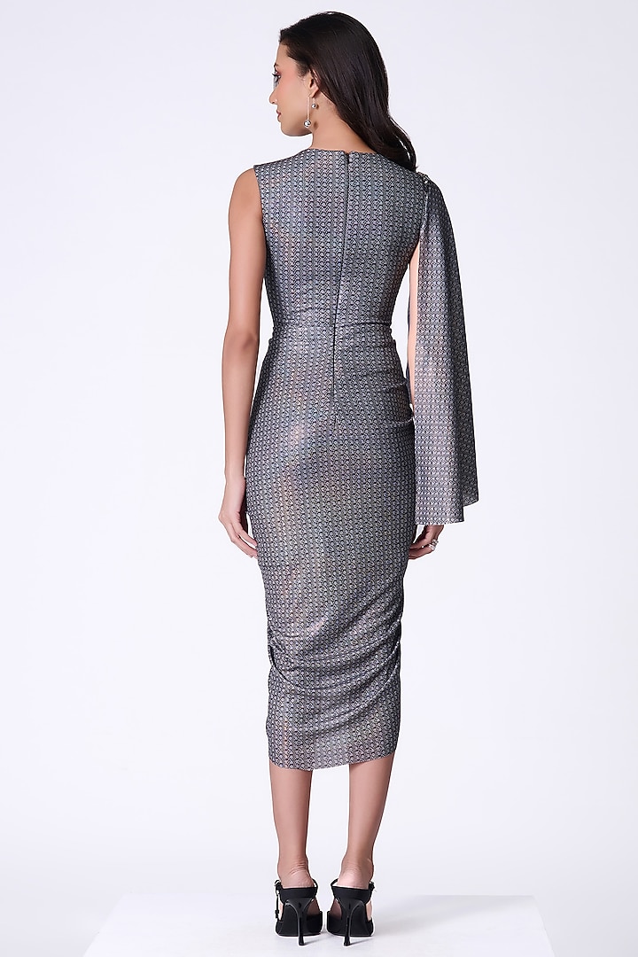 Grey Lurex Printed & Embroidered Cocktail Dress by S&N by Shantnu Nikhil at Pernia's Pop Up Shop