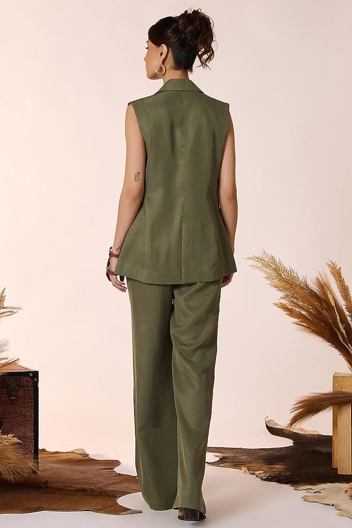 Olive Green Lyocell Waistcoat by S&N by Shantnu Nikhil at Pernia's Pop Up Shop