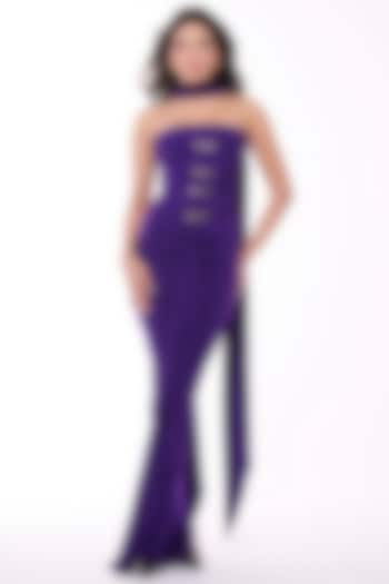 Purple Jersey Structured Corset by S&N by Shantnu Nikhil at Pernia's Pop Up Shop
